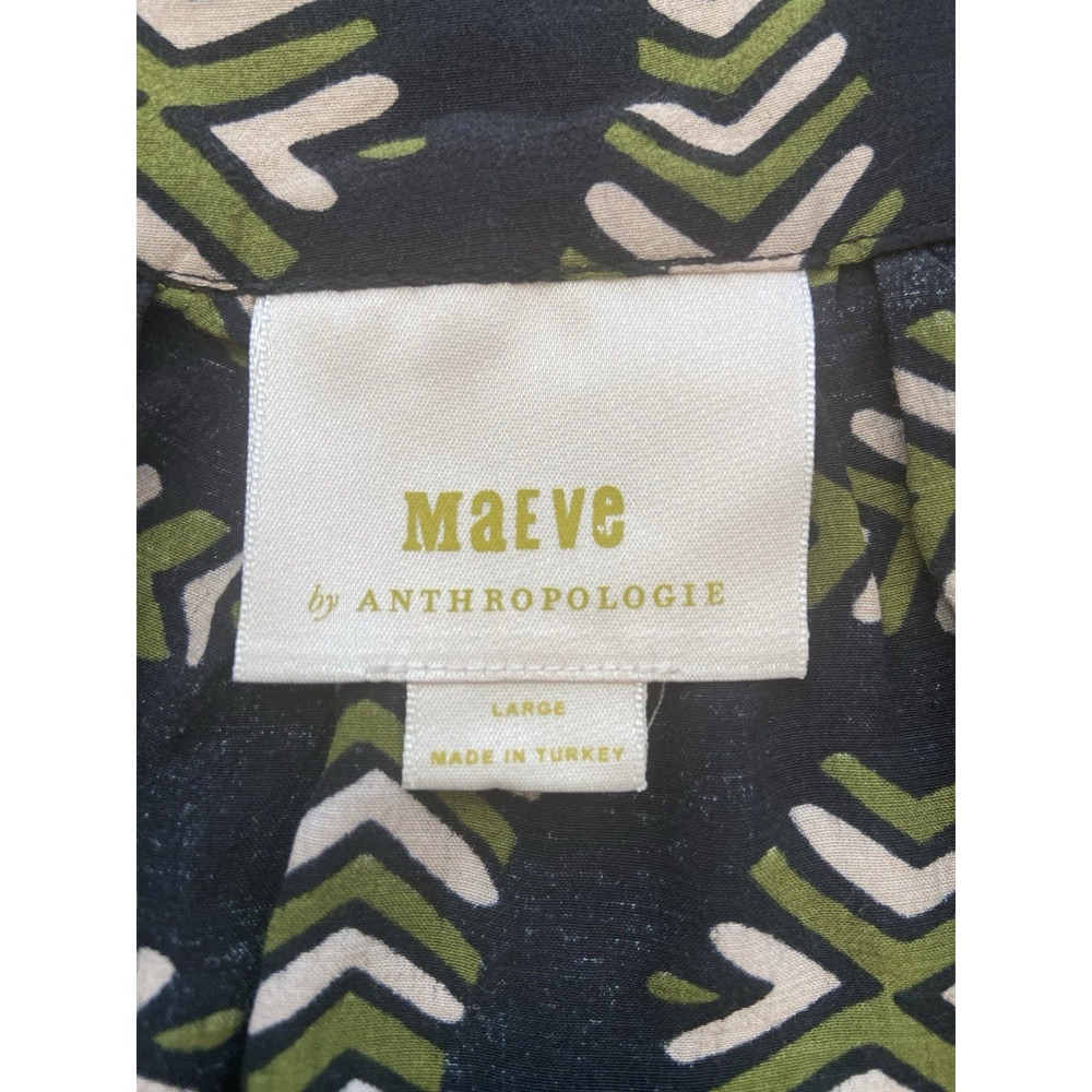 Maeve Womens Top Large Black Beige Rayon Knit Blouse Anthropologie Boho Chic - Picture 5 of 7